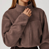 Winter Premium Coral Fleece Zip Jumper - Brown