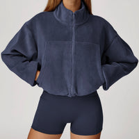 Winter Premium Coral Fleece Zip Jumper - Navy