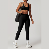 Σετ Κολάν STELLA X-Back Crop Top - Μαύρο