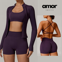 Sino Seamless 3pcs Short Set - Purple