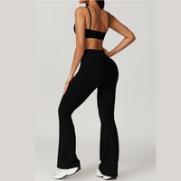 Экологичный стильный комплект расклешенных леггинсов - черный