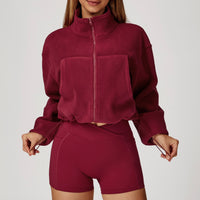 Winter Premium Coral Fleece Zip Jumper - Cherry