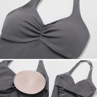 BILLI Scrunched V-Back Romper - Grey