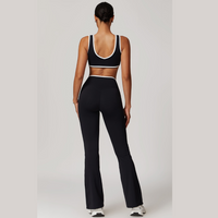 QUEENI Stylish Flared Legging Set - Black