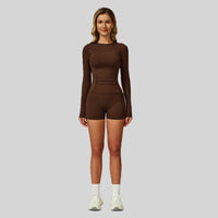 NIMO Long Sleeve Short Set - Coffee