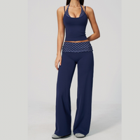 ENA Polka Dot Flared Legging Set - Navy