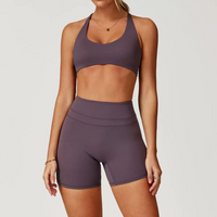 Σετ κοντό τοπ STELLA με στάμπα X-Back - Μωβ