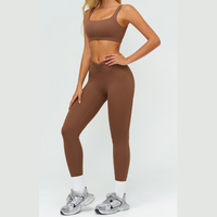 SculptFit Sports Bra Scrunch Legging Set - Brown
