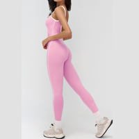 Celin Stylish Back Deep-V Jumpsuit - Pink