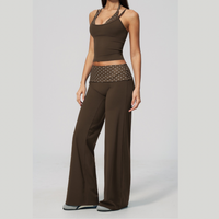 ENA Polka Dot Flared Legging Set - Brown