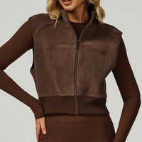Cozy Winter Fleece Lined Vest Top - Coffee