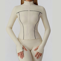 Sporty Chic 3pcs Jacket Legging Set - Beige