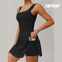 TARA Pleated Skirt Body Dress - Black