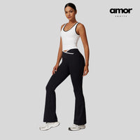 QUEENI Vest Top Legging Set - Black White