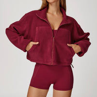 Winter Premium Coral Fleece Zip Jumper - Cherry