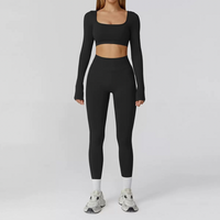 Completo leggings modellanti senza cuciture IRINA - Nero