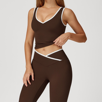 QUEENI Vest Top Legging Set - Coffee