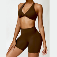 ANNE Summer Sexy Style Short Set - Coffee