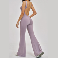 NINA Open Back Flare Jumpsuit - Dusty Grapes