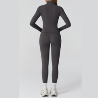 Sporty Chic 3pcs Jacket Legging Set - Dark Grey