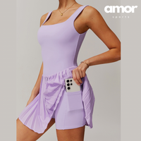 TARA Pleated Skirt Body Dress - Lavender