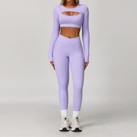 Cici Stylish Long Sleeve Legging Set - Lavender