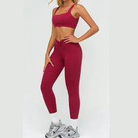 SculptFit Sports Bra Scrunch Legging Set - Cherry