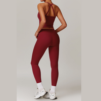 CHRISTIA Cross Back Vest Top Legging Set - Cherry