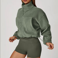 Winter Premium Coral Fleece Zip Jumper - Green