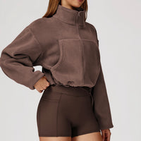 Winter Premium Coral Fleece Zip Jumper - Brown