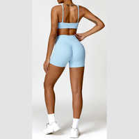 V-Top Scrunched Short Set - Blue