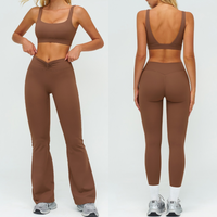 SculptFit Sports Bra Scrunch Legging Set - Brown
