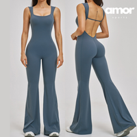 NINA Open Back Flare Jumpsuit - Greyish Blue