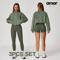 3pcs Coral Fleece Jumper Active Set - Green