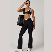 QUEENI Stylish Flared Legging Set - Black