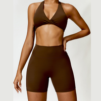 ANNE Summer Sexy Style Short Set - Coffee