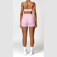 V-Top Scrunched Short Set - Ροζ