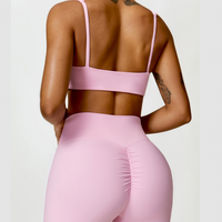 V-Top Skinny Scrunched Legging Set - Pink