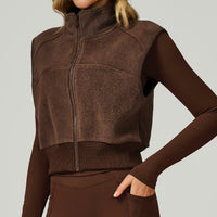 Cozy Winter Fleece Lined Vest Top - Coffee