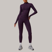 Sleek Seamless 3pcs Jacket Legging Set - Purple
