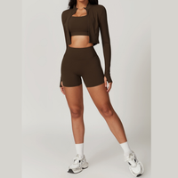 Cloudy Soft Line - 3pcs Coffee Short Set