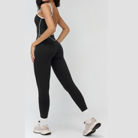 Celin Stylish Back Deep-V Jumpsuit - Black