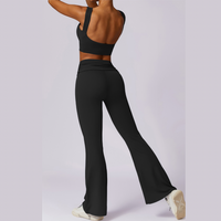 Κομψό Σετ Τετράγωνο Top Flared Bottom - Μαύρο