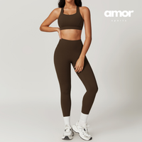 X-Back Line Skinny Legging Set - Coffee