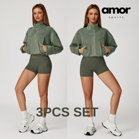 3pcs Coral Fleece Jumper Active Set - Green