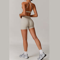 ELINA Comfy Sports Bra with Short Set - Beige