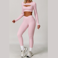 Cici Stylish Long Sleeve Legging Set - Pink