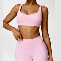 V-Top Skinny Scrunched Legging Set - Pink