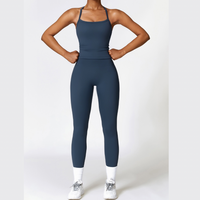 CHRISTIA Set leggings con scollo a V incrociato sulla schiena - Blu navy