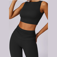 Κομψό Σετ Τετράγωνο Top Flared Bottom - Μαύρο